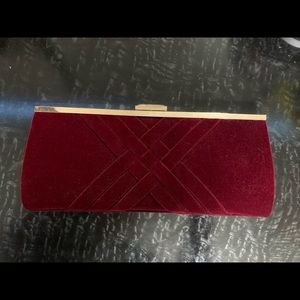 INC suede red clutch